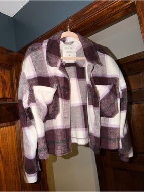 Women's Purple Plaid Shacket Jacket